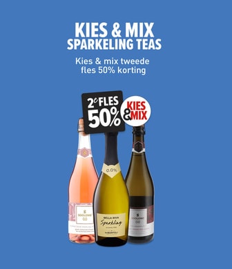 Kies en mix sparkeling tea: nu 2e fles halve prijs